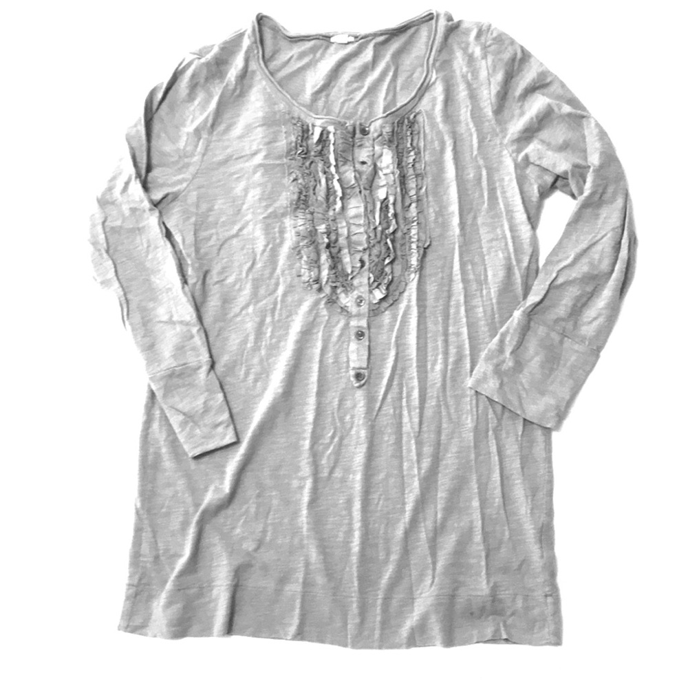 Jcrew three quarter length ruffle top